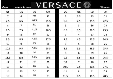 versace women's size guide|versace shoe size chart.